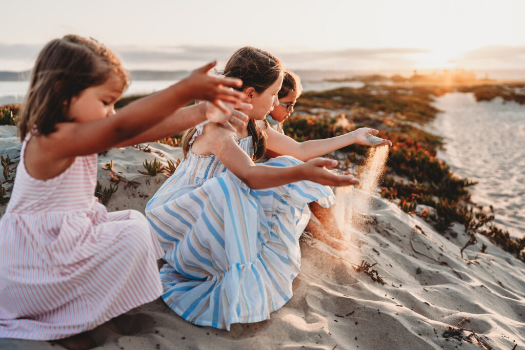Kids Playing in Sand during Beach Family Photos | Love Michelle Photography