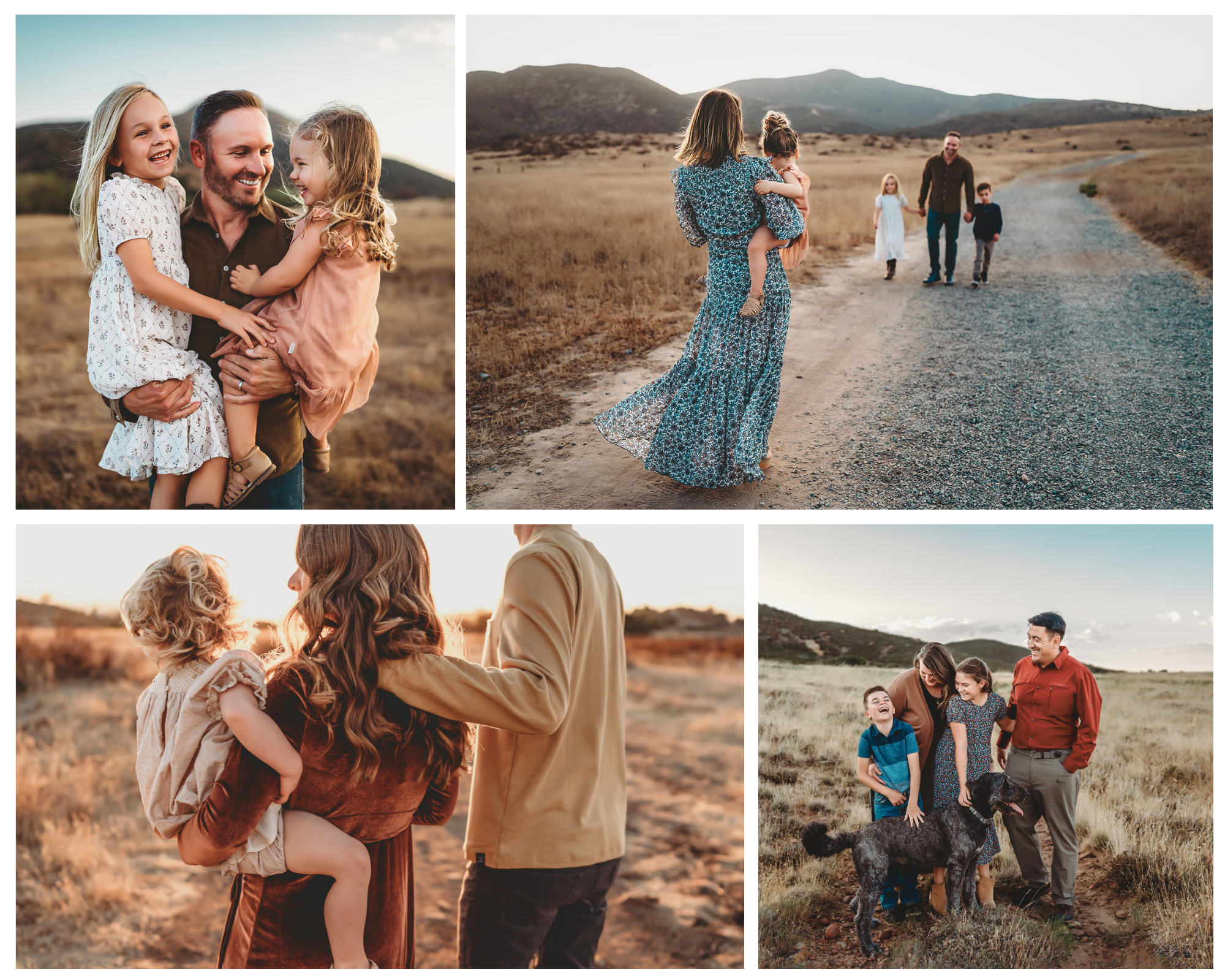 Photo collage for what to wear for all family photos in San Diego.